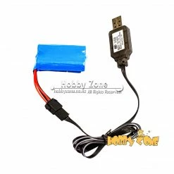 Hobby Zone 7.4 Volt Blue Lithium Battery + USB Charging Cord For Gel Ball Blaster Gel Blaster Accessories