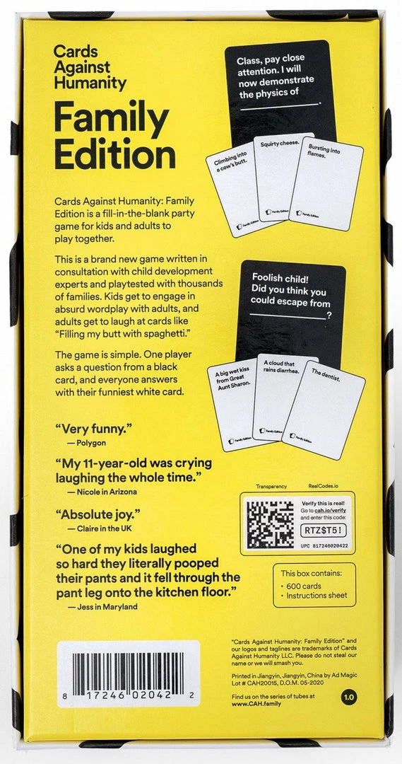 Hobby Zone Board Games NZ Cards Against Humanity Family Edition - Card Game 4 Hobby Zone Board Games NZ Cards Against Humanity Family Edition - Card Game