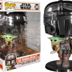 Funko Star Wars: The Mandalorian – The Mandalorian Chrome Armour With The Child 10” Pop! Vinyl Figure Pop Vinyls NZ